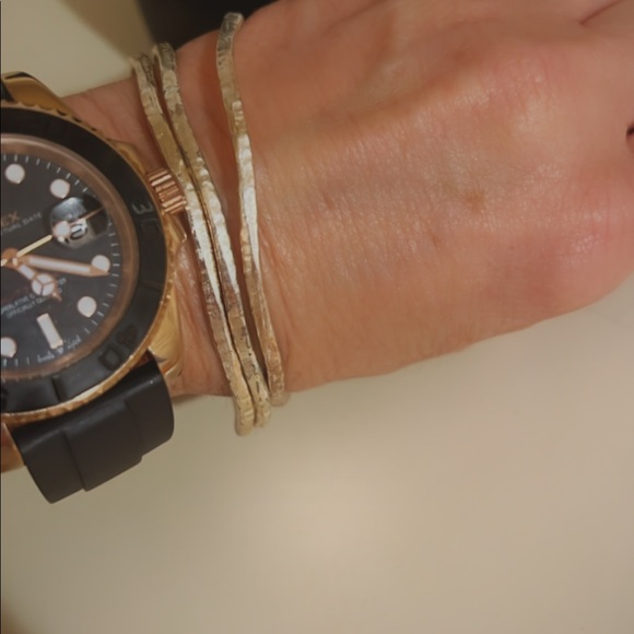 Twin bangle bracelets. Pade Vavra designs.,Sold individually. Gunmetal played. - Picture 2 of 7